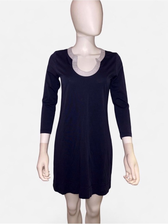 Lilly Pulitzer Dresses & Skirts - Lilly Pulitzer navy blue Long-Sleeve Scoop Neck Dress with white Trim